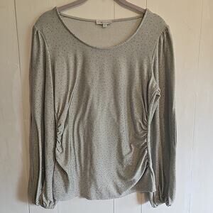 Chenault Women Long Sleeve Diamond Stretchy Rouched Sides Shirt Size Large